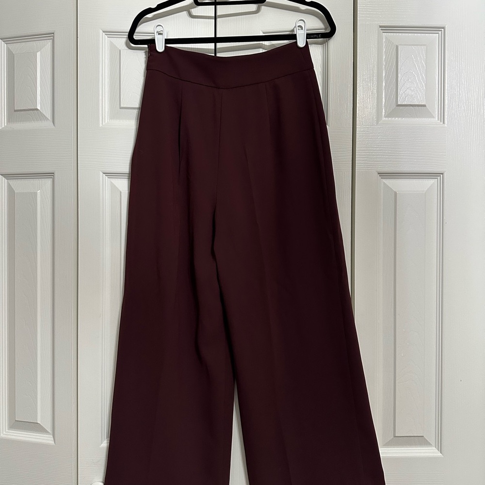 Zara Burgundy Wide-Leg Culotte